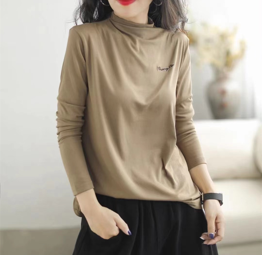 秋季新款半高领有弹力打