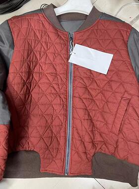 秋冬撞色拼色婴儿棉绗缝棉服外套大码复古百搭棒球服领棉衣I33#