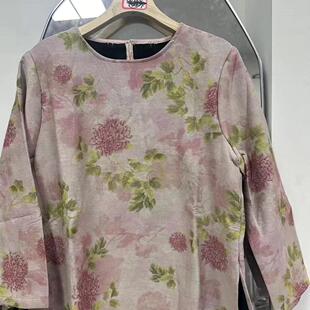 新中式数码印花圆领套头加绒上衣秋冬文艺宽松保暖卫衣B24#