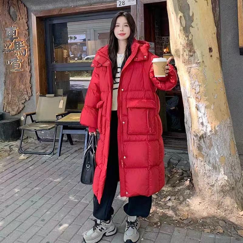 泡芙 连帽大码宽松中长款过膝加厚保暖冬季高级感羽绒服M22
