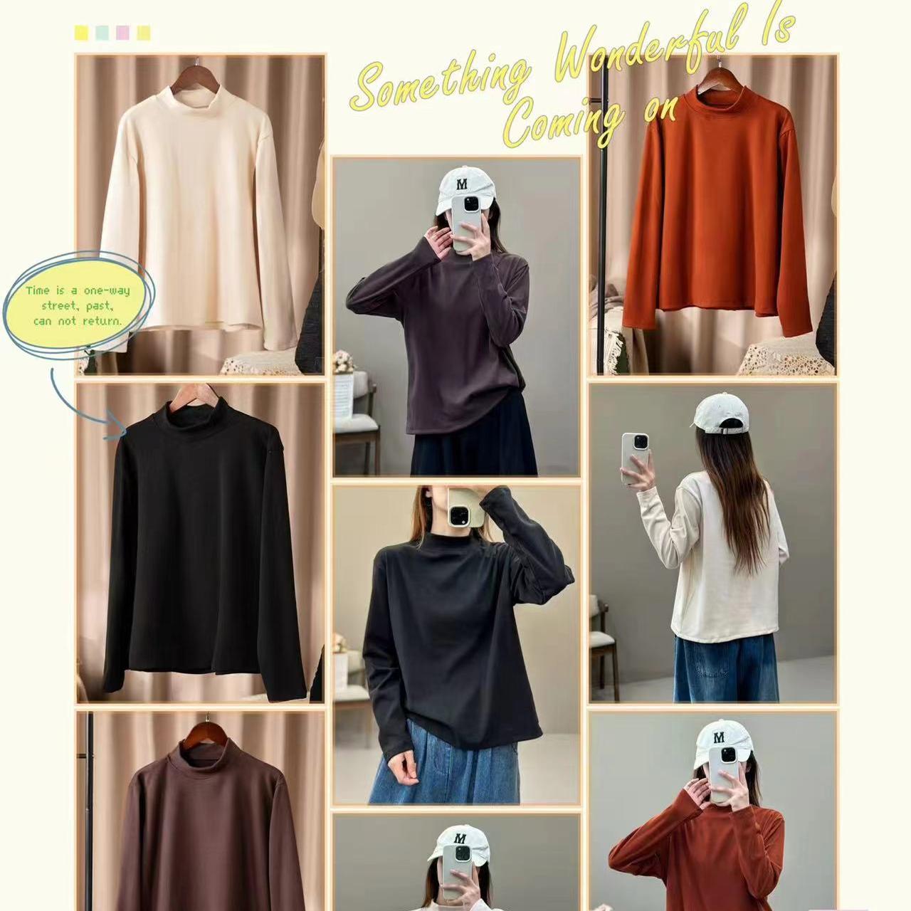 超值 双面德绒 加绒加厚大码纯色打底弹力厚实保暖秋冬小衫C33