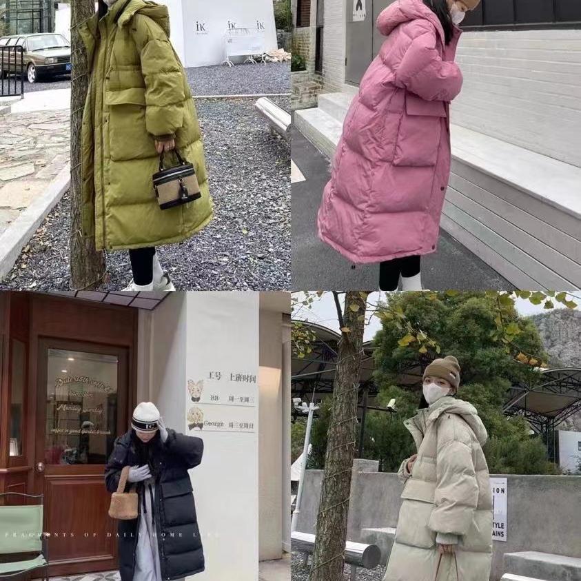 韩版超值大码洋气纯色抽绳中长款白鸭绒大被子收腰羽绒服W22