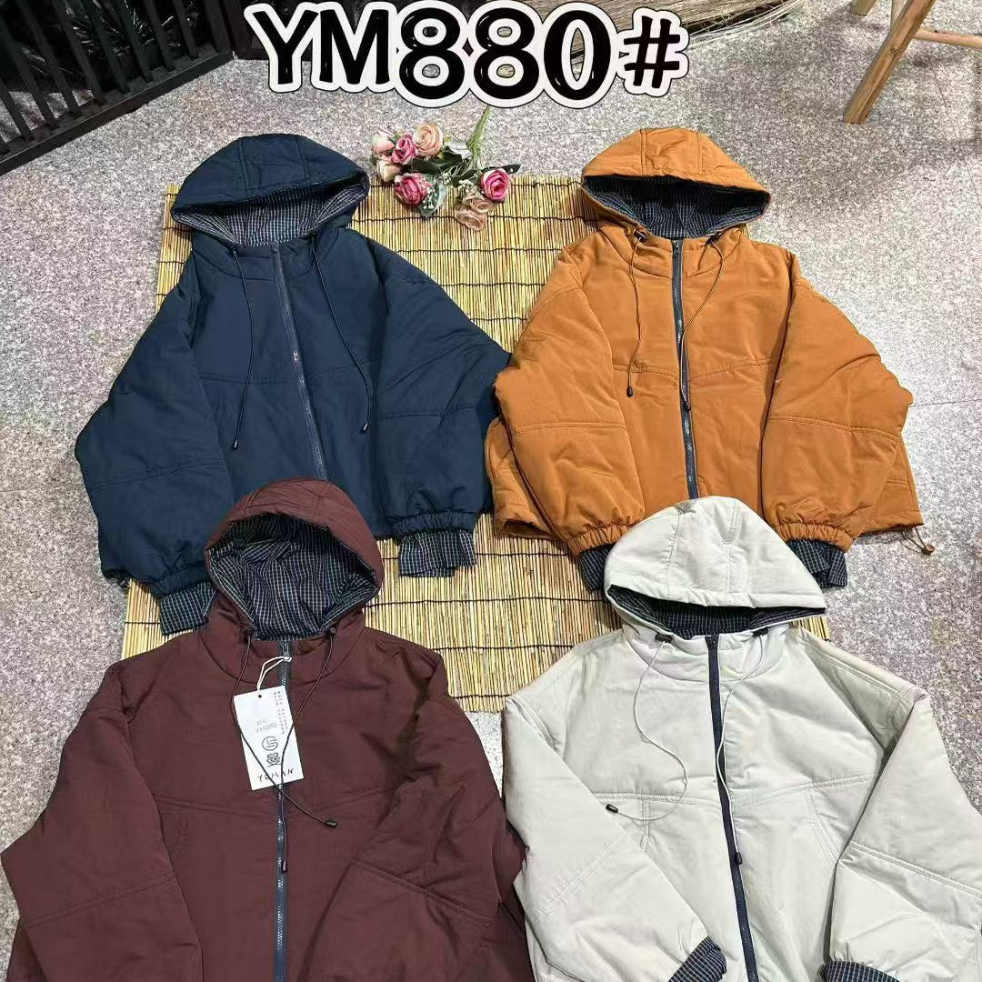 韩版时尚里外棉质加棉加厚连帽棉服外套宽松百搭保暖棉衣W13