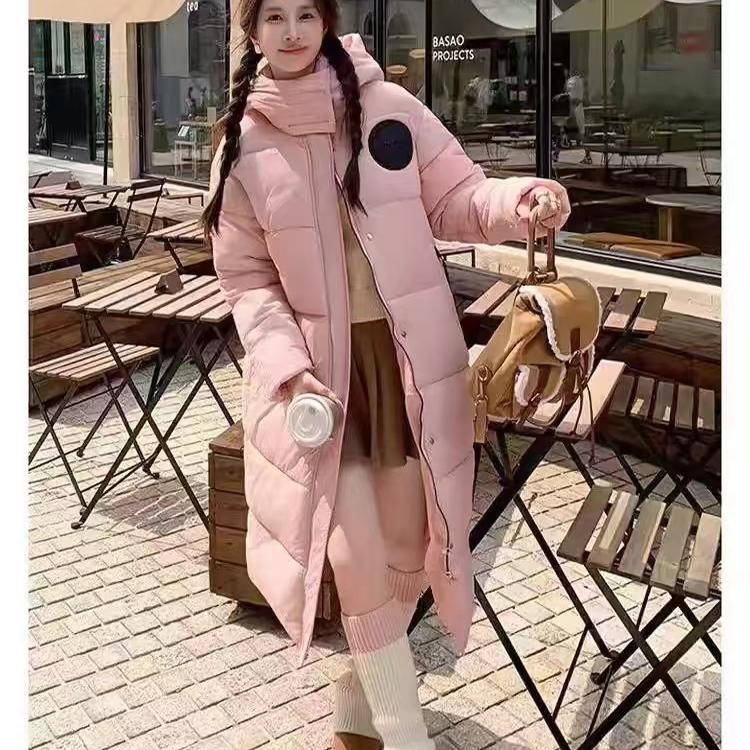 连帽过膝加厚面包服外套学院风