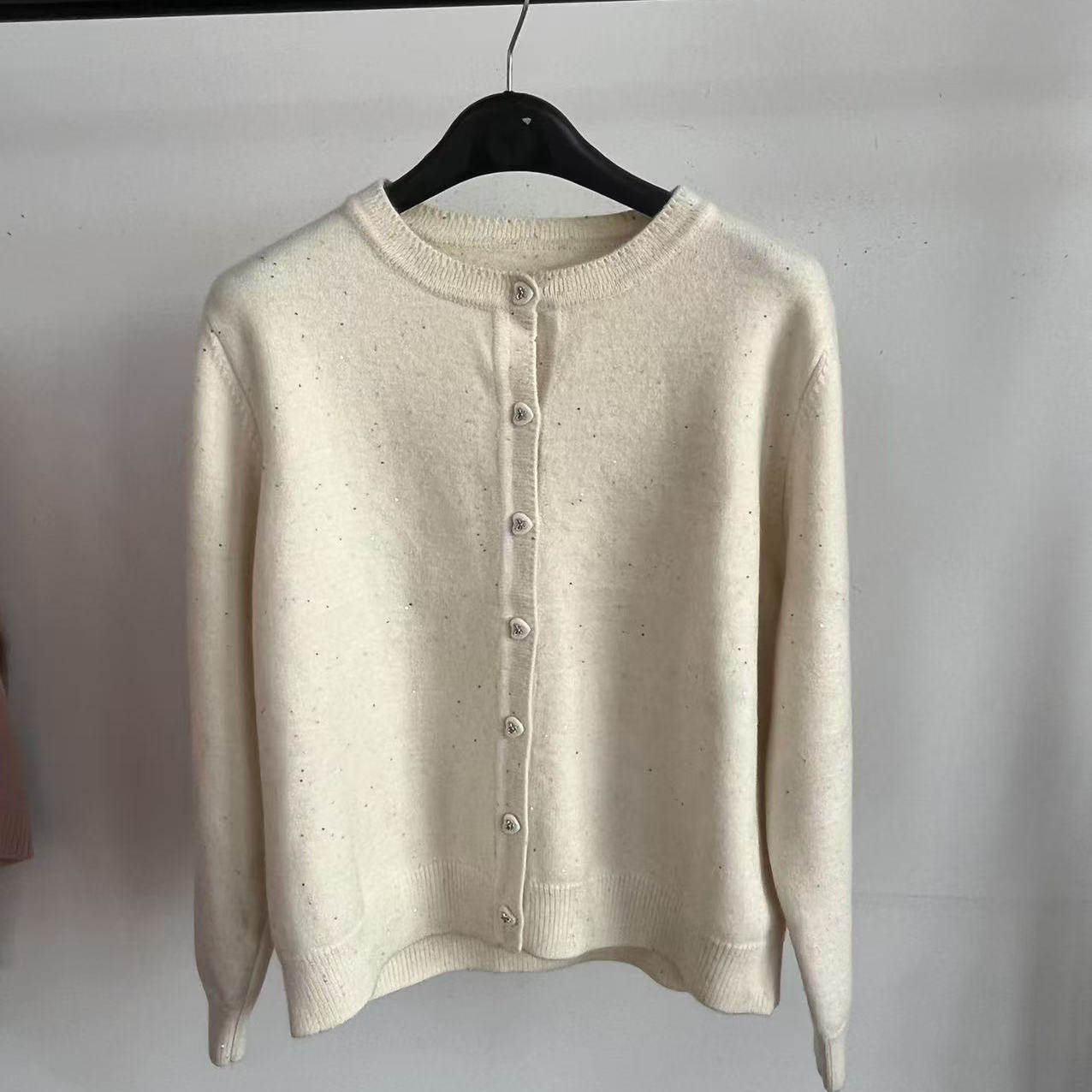 米白色宽松百搭单排扣通勤休闲针织外套女冬季新款文艺上衣