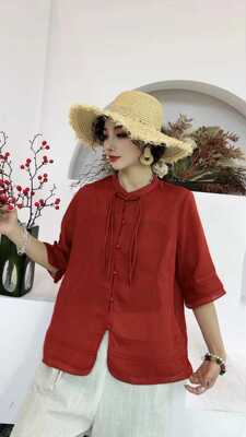 上衣流苏百搭纯色小立领文艺宽松