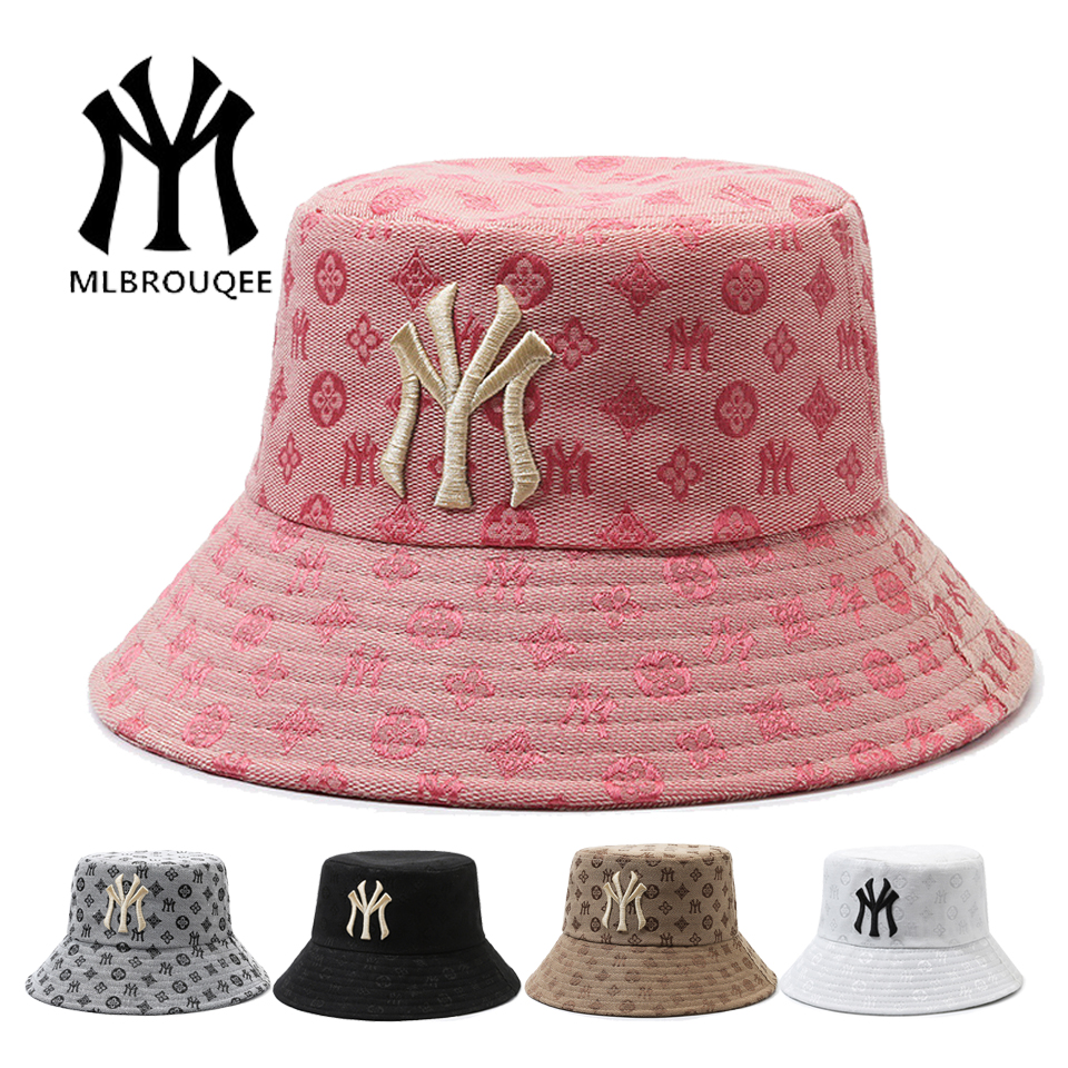 MLBROUQEE渔夫帽男女防晒2025春夏新款户外遮阳帽平顶透气隔热帽