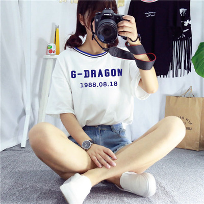 bigbang同款T恤gd太陽恤上衣top韓版學生衣服短袖半袖情侶男女T恤