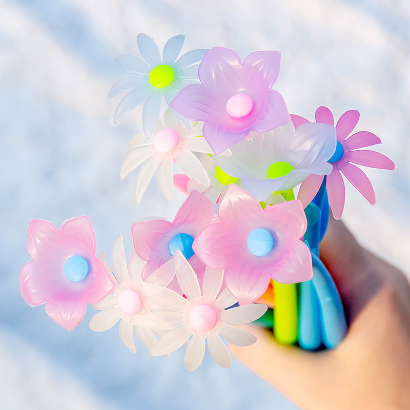塑料水笔书写把帽植物花朵中性笔