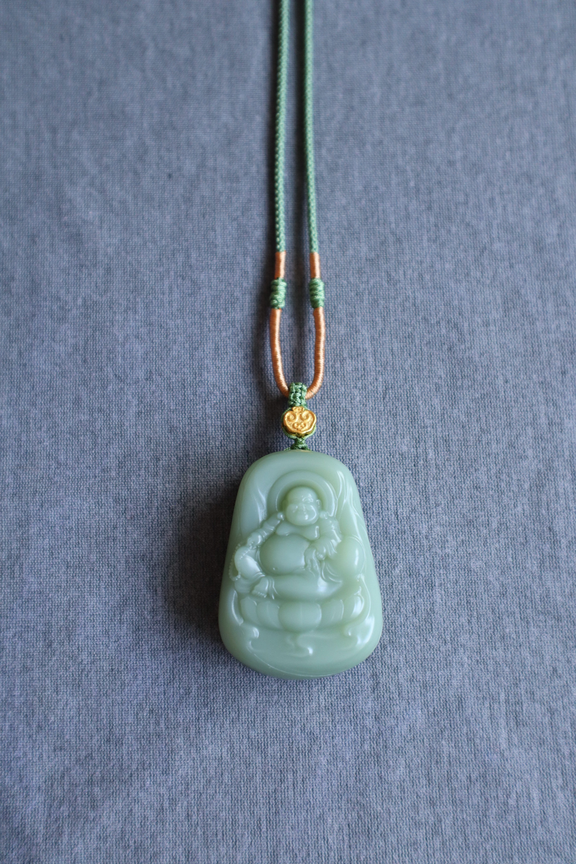 千禧匠·和田玉碧玉粉青无结构佛牌吊坠佛公玉坠