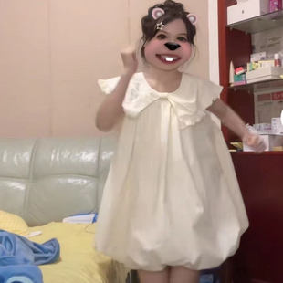 无袖 甜美蓬蓬连衣裙夏季 蝴蝶结小个子乖巧公主花苞娃娃宽松遮肉