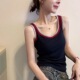 显瘦百搭外穿上衣运动风休闲 修身 假两件撞色拼接无袖 背心吊带女