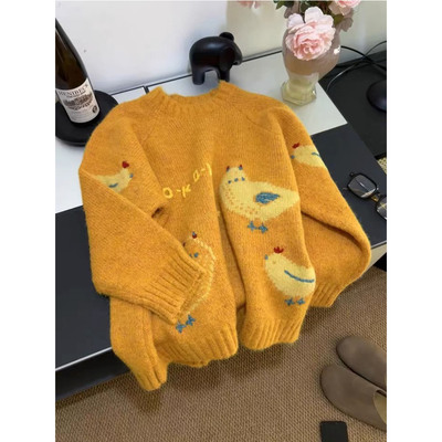 橘色多巴胺毛衣女秋冬2025新款