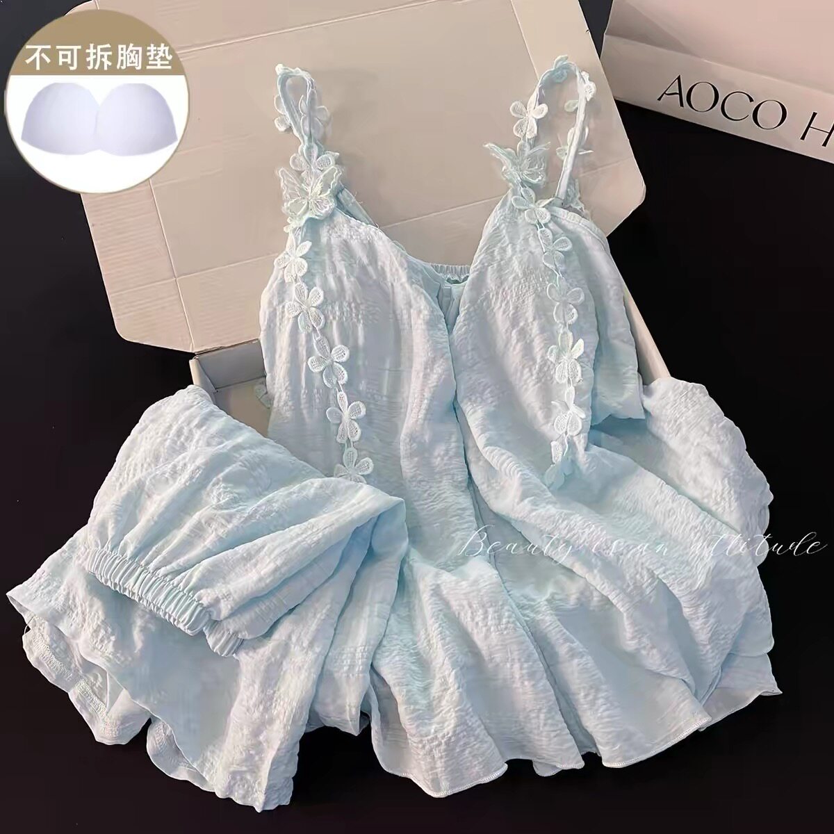 绝美吊带套装~夏季带胸垫纯欲居家休闲穿搭宽松短裤洋气设计感ins