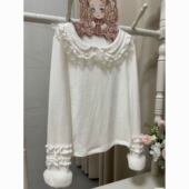 秋冬重工娃娃领蕾丝花边lolita日系软妹可爱洛丽塔德绒内搭学生潮