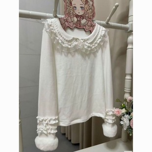 秋冬重工娃娃领蕾丝花边lolita日系软妹可爱洛丽塔德绒内搭学生潮