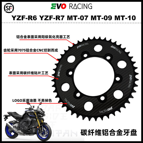 MT10原车轮毂EVORACING碳纤牙盘