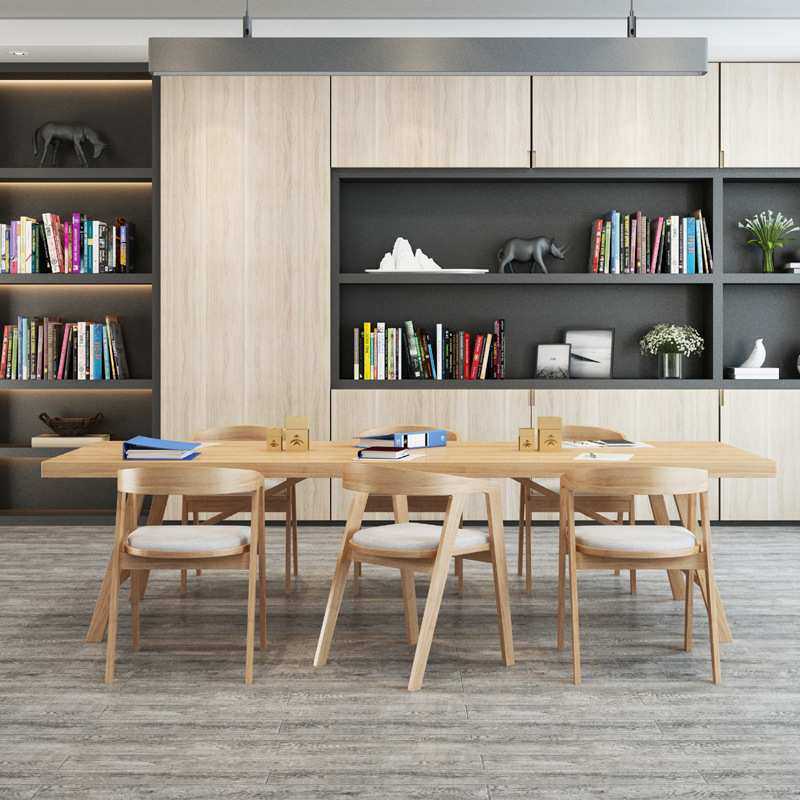 简约实木会议桌长桌公司大型办公桌茶桌洽谈桌椅组合长方形接待桌