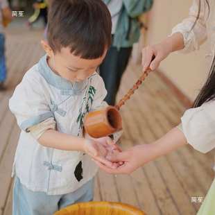 迎接仪式感净手洗手礼盆木盆圆形竹制观赏开学典礼沐舀手水勺