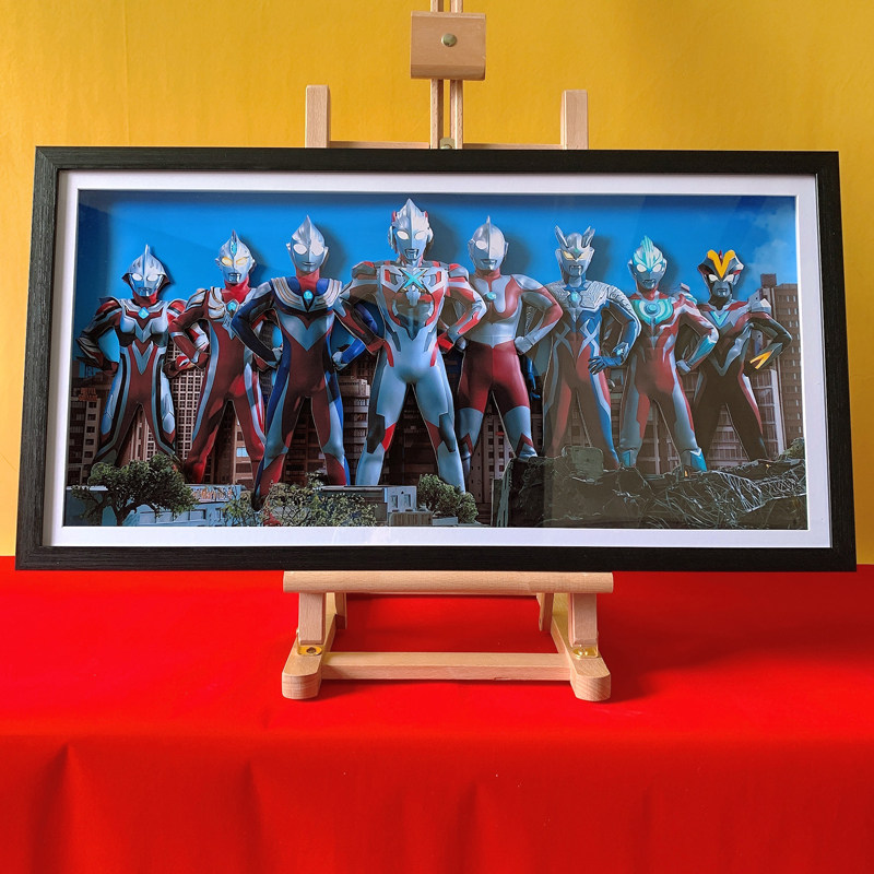 奥特曼兄弟合照艾克斯迪迦塞罗梦比优斯装饰立体画手办装饰画礼物