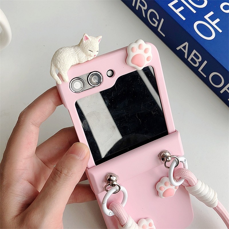 立体趴趴猫咪适用三星zflip7fe手机壳galaxy z flip5折叠屏w23flip可爱zflip4/3小折叠屏w24flip创意zflip6女