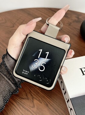 韩风简约适用三星ZFlip5手机壳Z Flip4官方指环扣手环Z Flip3皮质z flip5保护套zflip4折叠屏w23filp简约个性