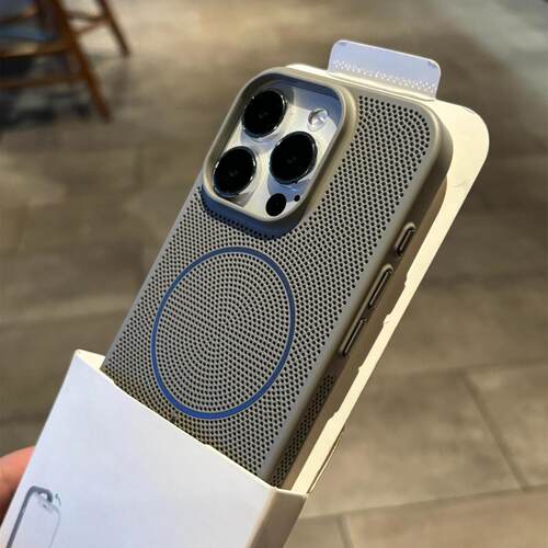 钛灰适用iPhone17Pro手机壳细圈蜂窝散热透气苹果16新款情侣15promax全包12防摔13男女14磁吸超薄保护套plus