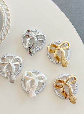 ins风蝴蝶结支架电镀金属手机气囊简约韩国ins磁吸小众看追剧支架