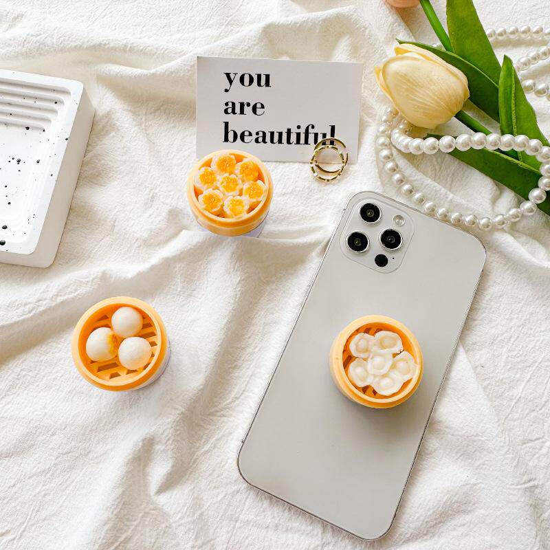 手机气囊支架背贴可伸缩饺子ins风趣味下午茶点心烧麦仿真小笼包