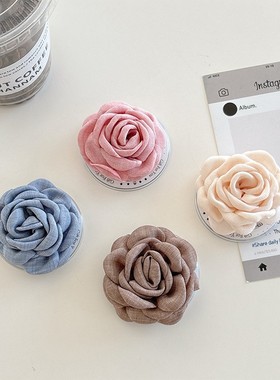 花朵布艺桌面可粘贴支撑架手机山茶花伸缩支架ins气囊式仿真韩国