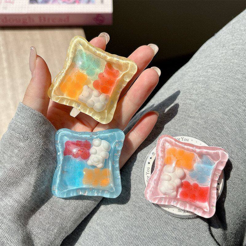 桌面看剧支撑跨境批发方形枕头小熊磁吸手机气囊支架粘贴式可伸缩