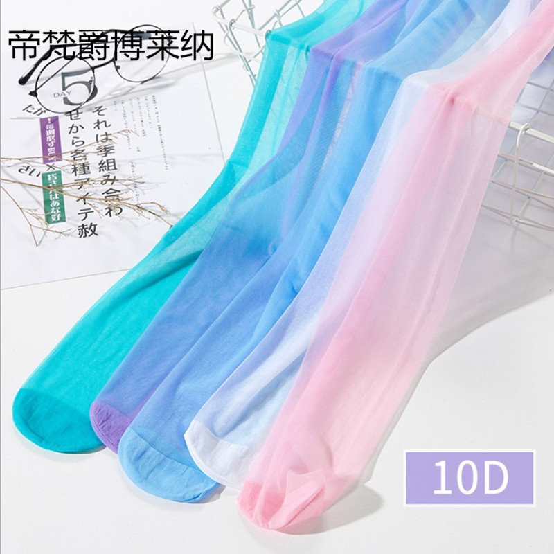 性感丝袜防勾丝诱惑连裤袜薄糖果彩色长筒袜女透明糖果彩色丝袜女