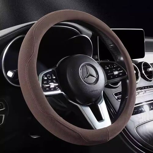四季超薄透气麂皮绒D型方向盘套
