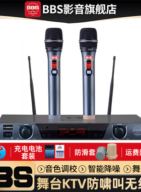 BBS无线话筒一拖二麦克风舞台KTV防啸叫演讲卡拉OK家用U-898BGS