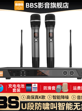 BBS无线话筒一拖二专业家庭KTV卡拉OK专用麦克风手持舞台演出主持