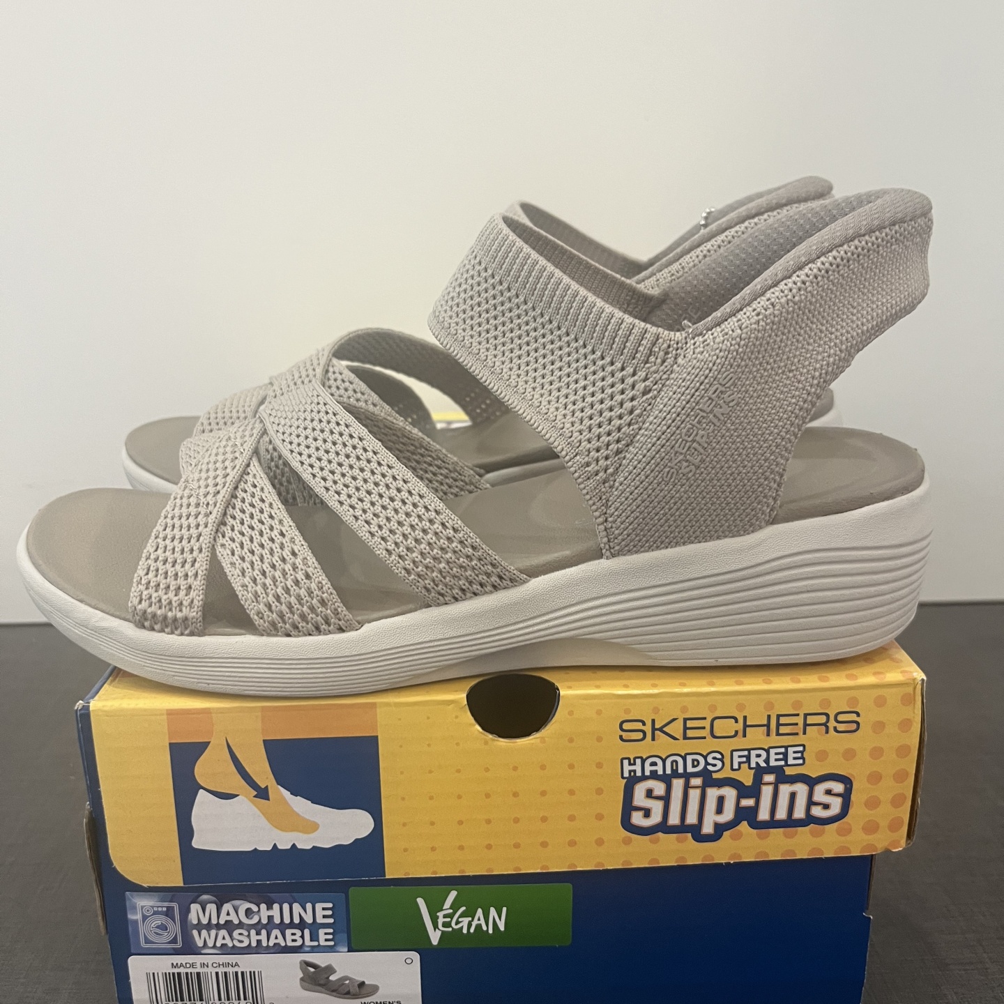 skechers斯凯奇Slip ins闪穿鞋女士坡跟低跟凉鞋休闲运动163524