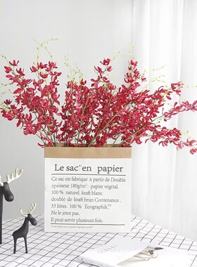 红色单支万代兰跳舞兰石斛兰仿真花假花   客厅桌面摆花婚庆插花