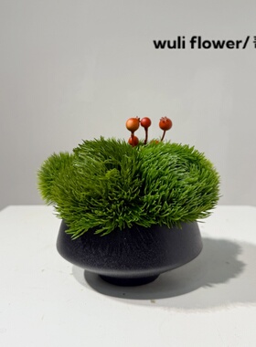 新中式仿真花艺禅意会所售楼处茶室台面饰品室内绿植假花软装摆件