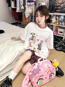 重磅纯棉正肩短袖t恤女男情侣装2024新款夏季设计感小众宽松上衣Q