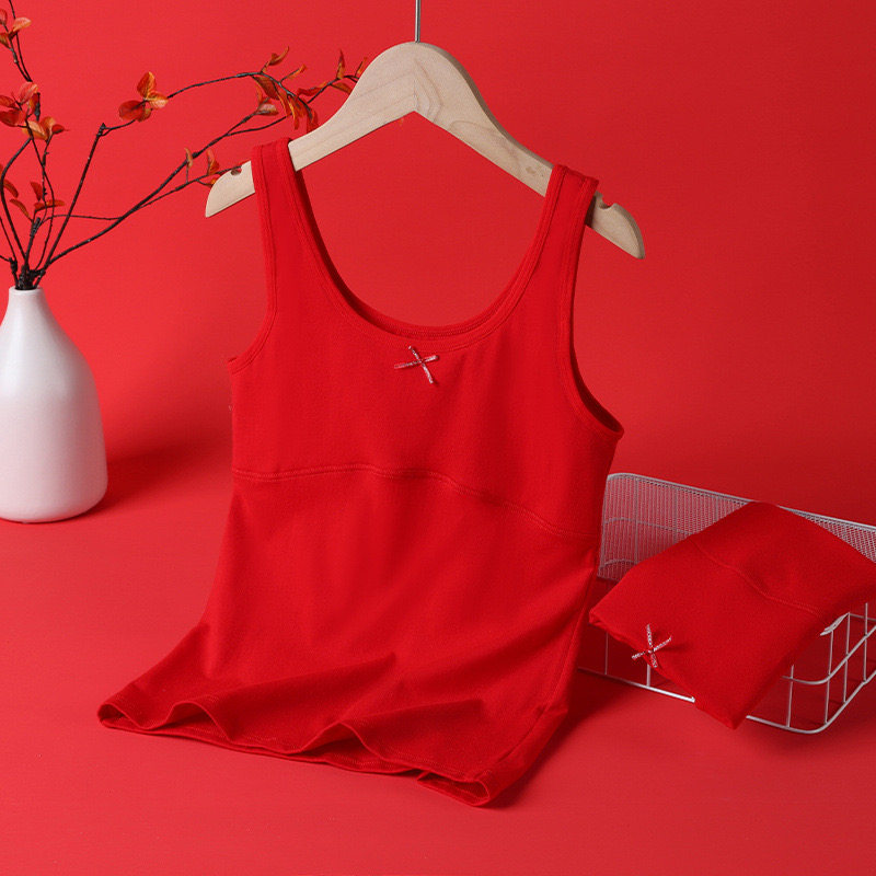 少女背心内衣本命年红色发育期纯棉小学生女孩初中生纯棉内衣文胸