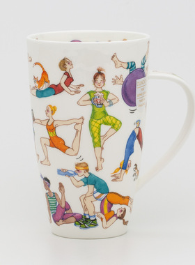 现货英产丹侬Dunoon瑜伽骨瓷水杯 大容量马克杯茶杯趣味运动600ML