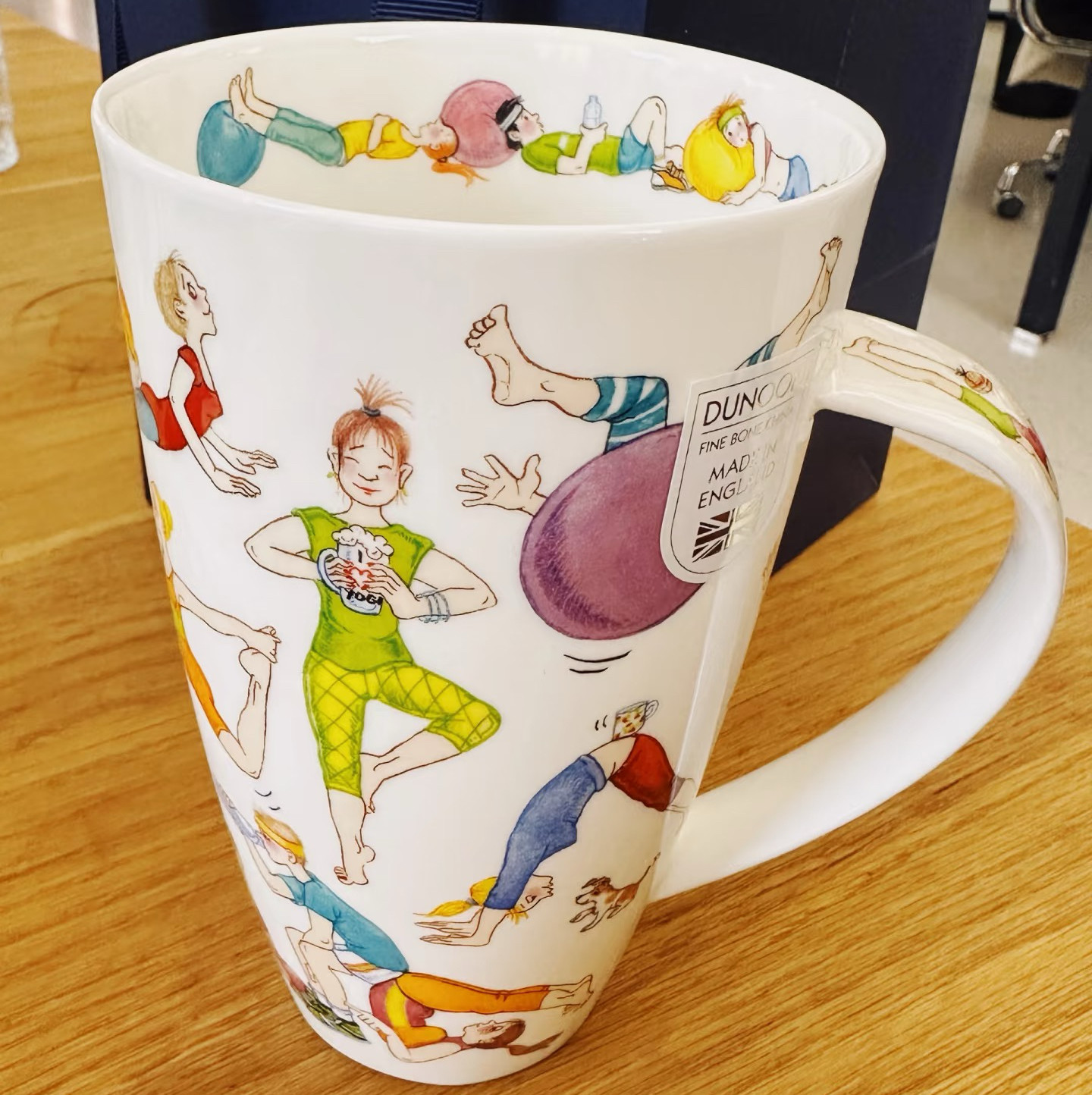 正品英国进口Dunoon瑜伽马克杯骨瓷玫瑰水杯欧式女神咖啡杯大容量