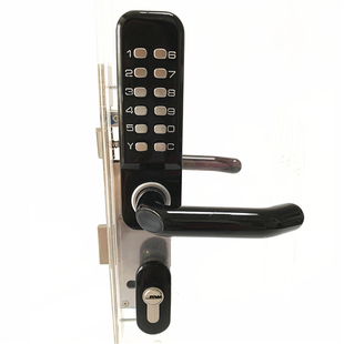 双面密码锁门锁户外花园庭院铁铝艺栅栏大门窄带钥匙防水双舌黑色