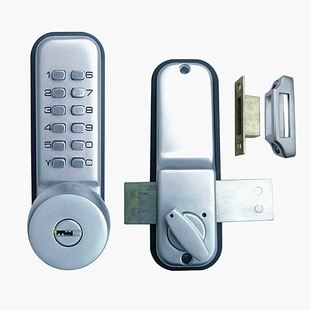 机械密码锁户外铁栅栏门淋雨防水花园门带钥匙铝合金玻璃门窄门框