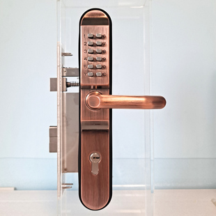 双面机械密码锁户外庭院铝合金大门不锈钢栅栏门窄边框带钥匙防水