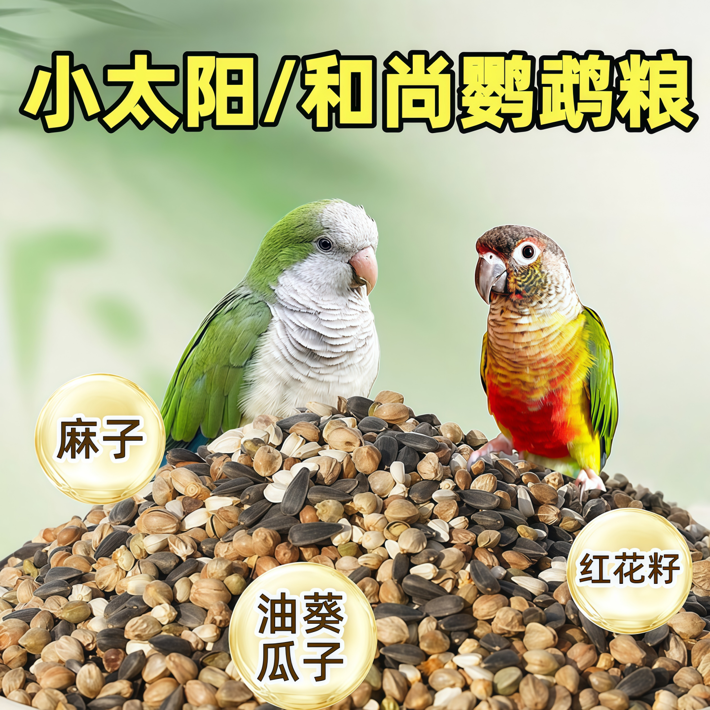 和尚小太阳鹦鹉鸟粮专用大颗粒纸壳麻子油葵红花籽种子粮混合饲料