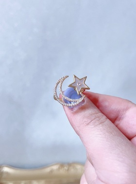 时尚个性新款开口食指戒女旋转星月百搭小众设计指环饰品女戒2368