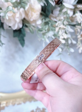 轻奢百搭款椭圆老花手镯钛钢金色百搭质感极简风不易褪色手环A591