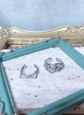 朋克风辣妹加宽戒指套装女小众设计百搭开口食指时尚个性指环A449