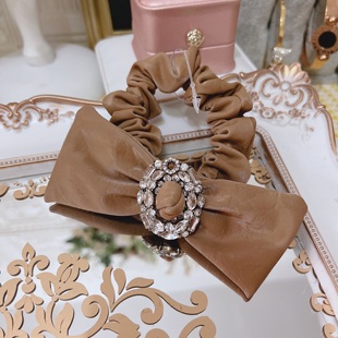 新款 字母大肠发圈A058 蝴蝶结磨砂皮小香风发圈网红绑头发绳女法式